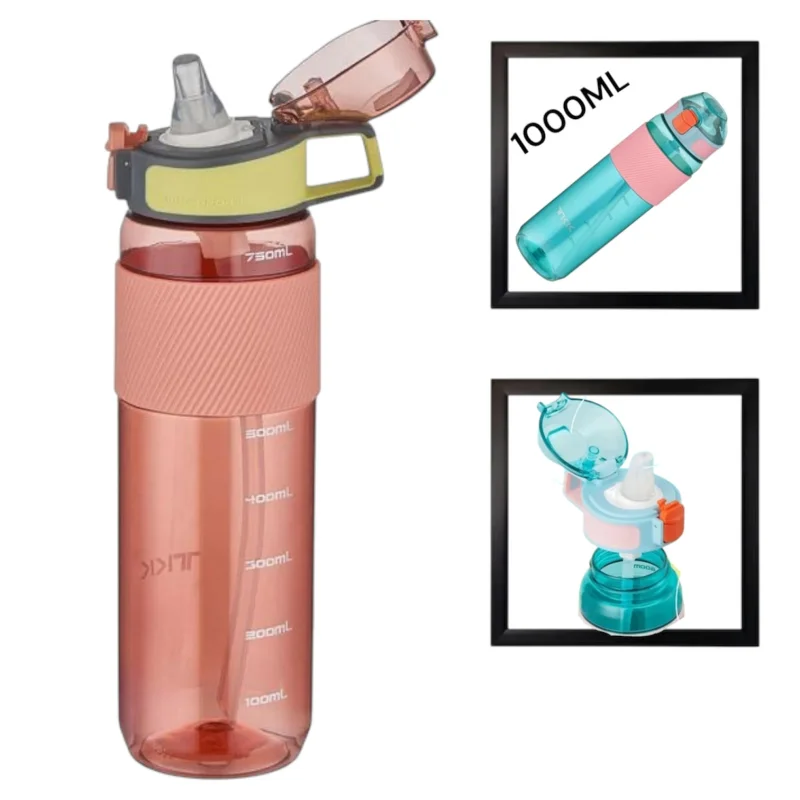 İdman su qabı WS1290, qırmızı/şəffaf, 1000 ml — Fitness və yoqa, Bakı (2)