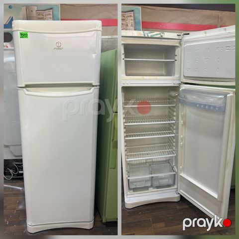 Indesit iki kameralı soyuducu - Üst kamerada dondurucu bölmə, rəfli — Digah