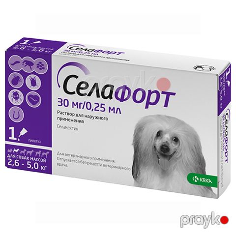 Damcı Селафорт itlər üçün, bit, birə, gənə və helmintlərə qarşı, 30 mq/0.25 ml — Bakı
