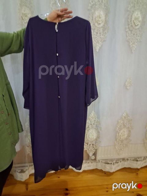 Bənövşəyi rəngdə uzun xalat/kimono üslublu üst geyimi - Zərif, axıcı — Bakı