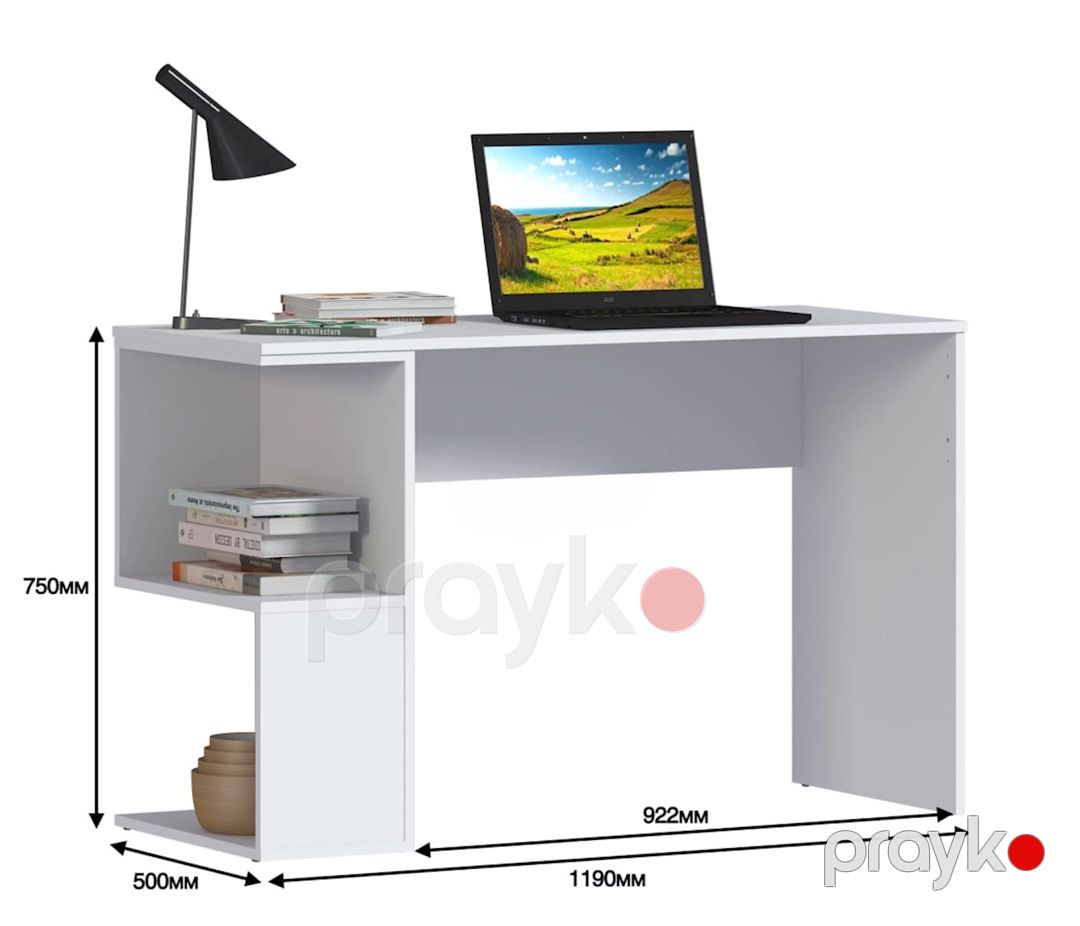 Yazı masası 3563_M2StolWhiteWh Ağ, Ldsp, 75x50x119 sm — Mallar, Bakı (2)
