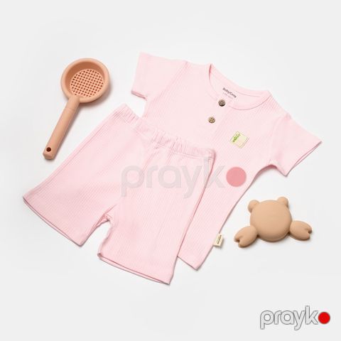 Qızlar üçün şortlu dəst BabyCosy CSYB9040, çəhrayı, bambuk lifi/pambıq, ölçü 3-6 ay — Bakı
