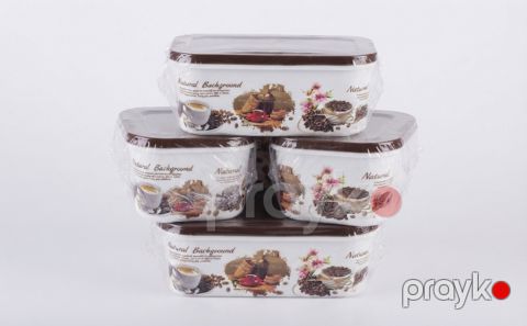 Qida saxlama konteyneri No brand, Dəst, 300 ml, 600 ml, 1000 ml, 1500 ml, Plastik, 4 ədəd — Bakı