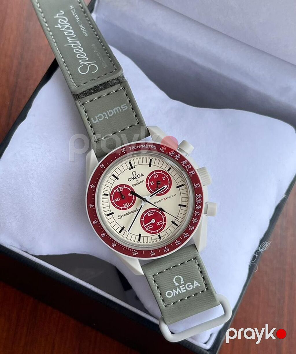 Omega x Swatch Speedmaster MoonSwatch dizaynlı qol saatı. Saat krem — Qol saatları, Bakı (4)