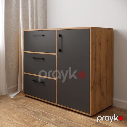 Komod mv_13900306, laminat/LDSP, antrasit/qəhvəyi, 82x42x100 sm — Bakı