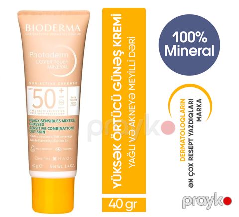 Günəşdəm qoruyucu tonal krem Bioderma Photoderm Cover Touch Mineral SPF50+ Very Light 40 q — Bakı