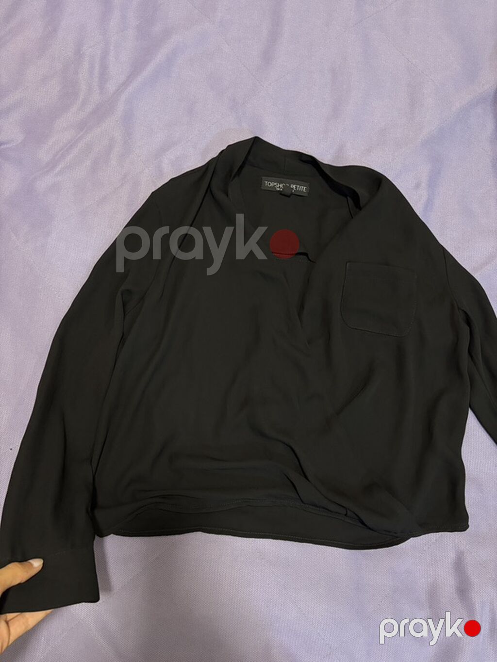 Topshop Petite qadın bluzu - Rəng: qara - Model: uzunqol, V-kəsimli — Köynək, Bakı (2)
