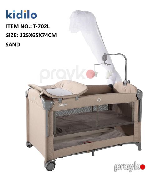 Manej-çarpayı Kidilo T-702L, 125x65x74 sm, bej — Bakı