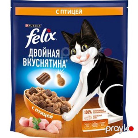 Quru yem Felix Двойная вкуснятина, yetkin pişiklər üçün, quş əti ilə 600 q — Bakı