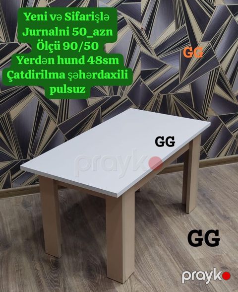 Düz masa, Açılmayan, Təkərsiz, Teksturalı laminat, Zəmanətsiz, Pulsuz quraşdırılma — Bakı