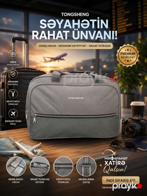 Səyahət çantası 40300, poliester, boz — Bakı