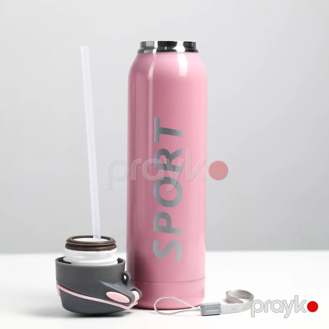 İdman su qabı Sport TS-726, 5,5х23 sm, çəhrayı/gümüşü, 500 ml — Mallar, Bakı (2)