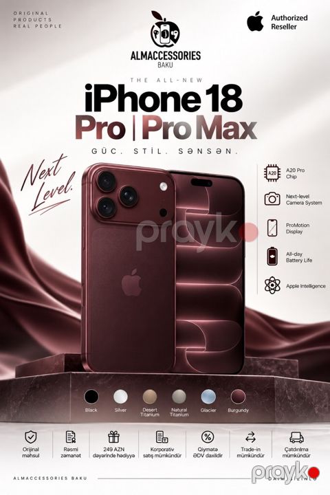 Apple iPhone 18 Pro Burgundy 256GB/12GB — Bakı