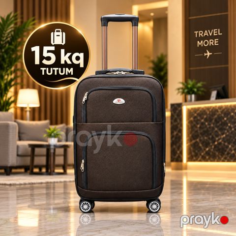 Çamadan 4 təkərli, tünd qəhvəyi, parça, ölçü M — Bakı