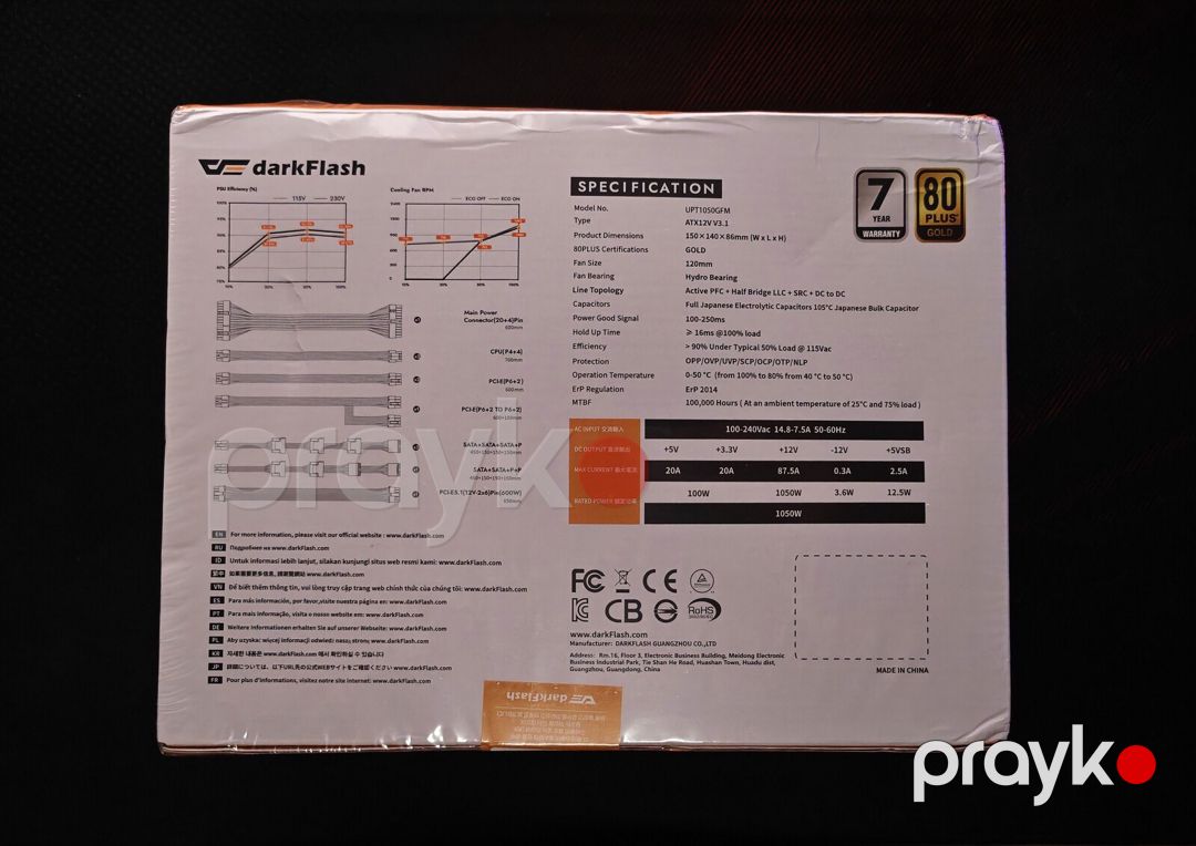 DarkFlash PMT1050 1050W 80+ Gold ATX 3.1 — Kompüterlər və noutbuklar, Bakı (3)