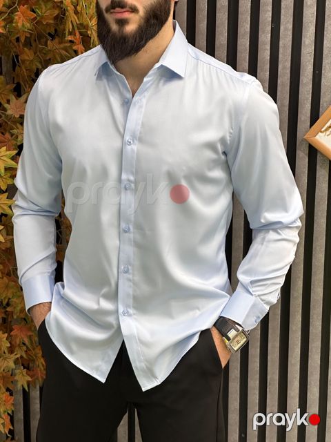 Kişilər üçün uzunqol köynək, mavi, pambıq, ölçü 6XL — Bakı