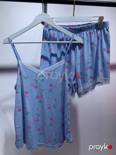 Şortlu pijama dəsti 92335, Mavi, Poliester/Viskoz, Ölçü XL — Bakı