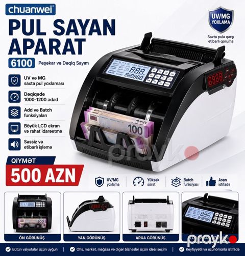 Chuanwei 6100 – Pul sayan aparat Əsas xüsusiyyətlər: - UV və MG saxta — Bakı