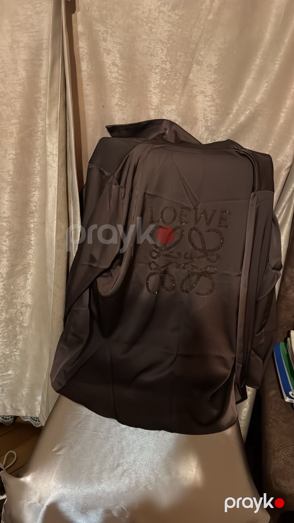 Qəhvəyi rəngdə satən pijama dəsti – Loewe loqolu. Yenidir SON 1 ED — Ev paltarı, Bakı (5)