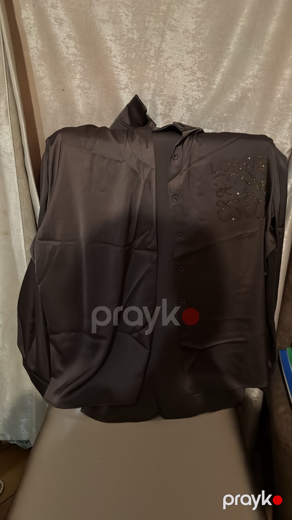 Qəhvəyi rəngdə satən pijama dəsti – Loewe loqolu. Yenidir SON 1 ED — Ev paltarı, Bakı (4)