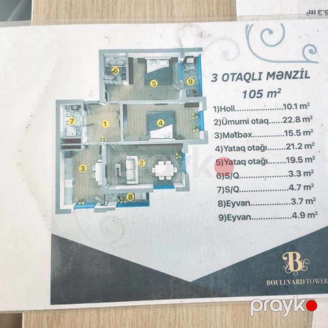 Satılır 3 otaqlı yeni tikili 105 m² — Mənzil, Bakı (11)