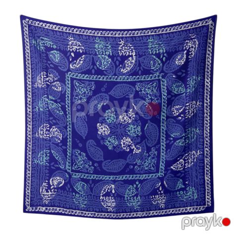 Kəlağayı Süsən S074, ipək, göy, 150x150 sm — Bakı