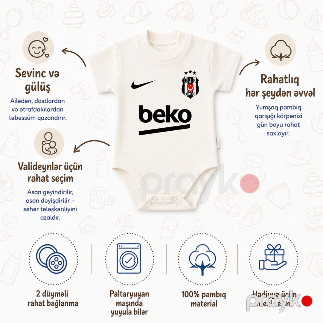 Azarkeşlər üçün bodi, ağ, pambıq, ölçü 0-3 ay — Mallar, Bakı (3)
