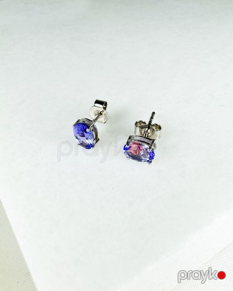 Sırğalar qadınlar üçün Gemstone 062, gümüş 925 əyar, 1 tanzanit daşı — Bakı