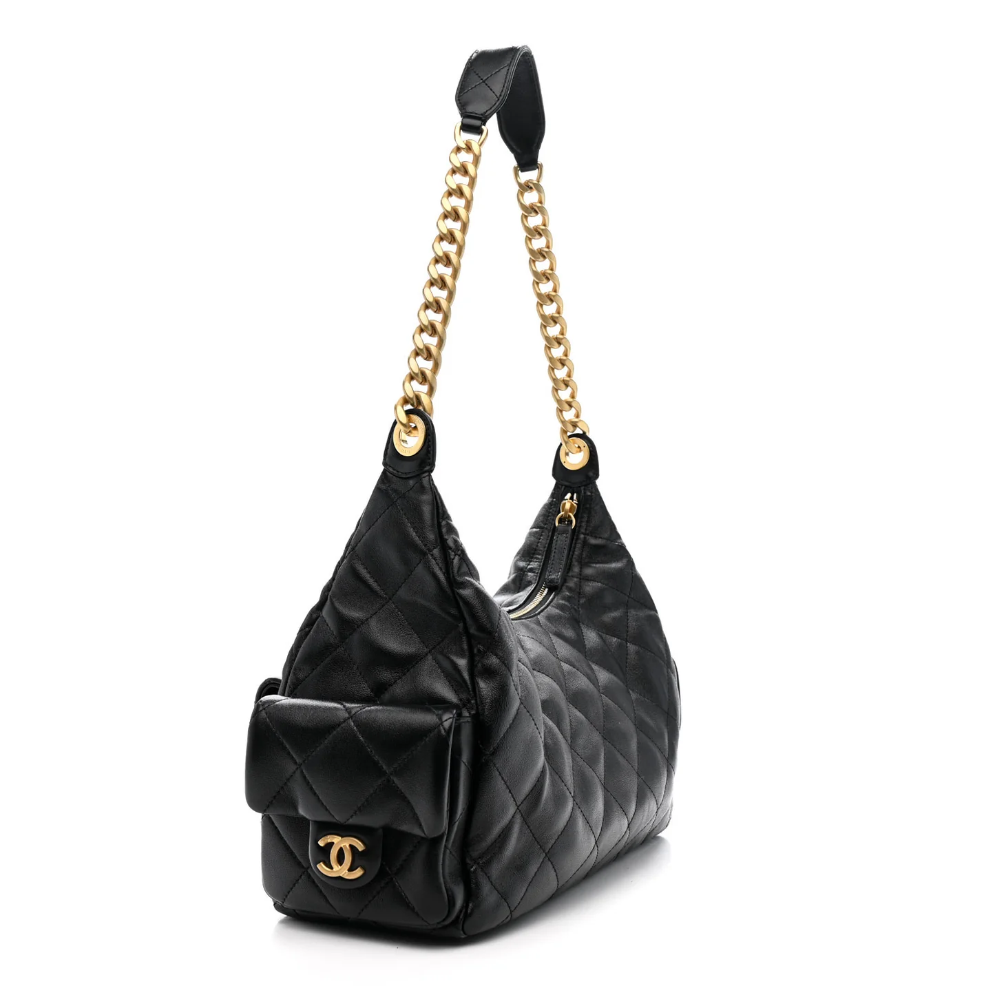 Chanel Lüks Qara Zam Deri Çanta – 30 sm Qızılı Zəncir Detallı — Çantalar, çamadanlar, cüzdanlar, Bakı (2)