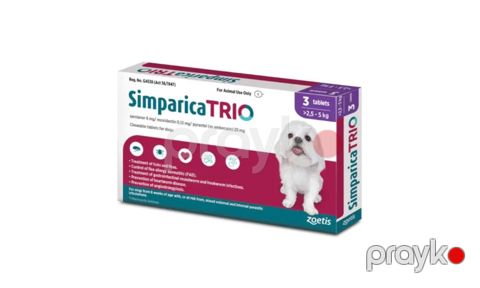 Bit və gənə əleyhinə vasitə Zoetis Simparica Trio, itlər üçün, 2.5-5 kq, 1 həb — Bakı