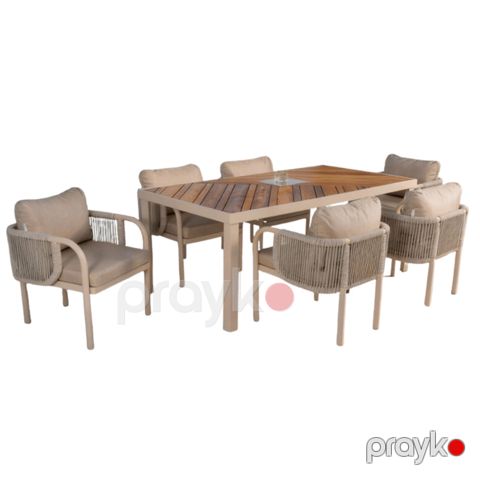 Bağ üçün mebel dəsti Garmy Roma, masa 100x240 sm, krem — Bakı