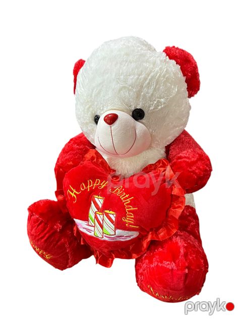 Yumşaq oyuncaq FSY-12288, peluş, ağ/qırmızı, 80 sm — Bakı