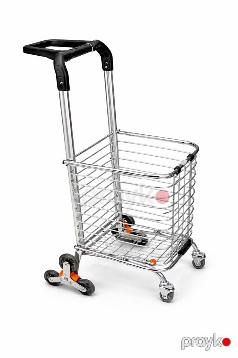 Təkərli metal alış-veriş arabası OM49-0103 gümüşü 40x100 sm — Bakı