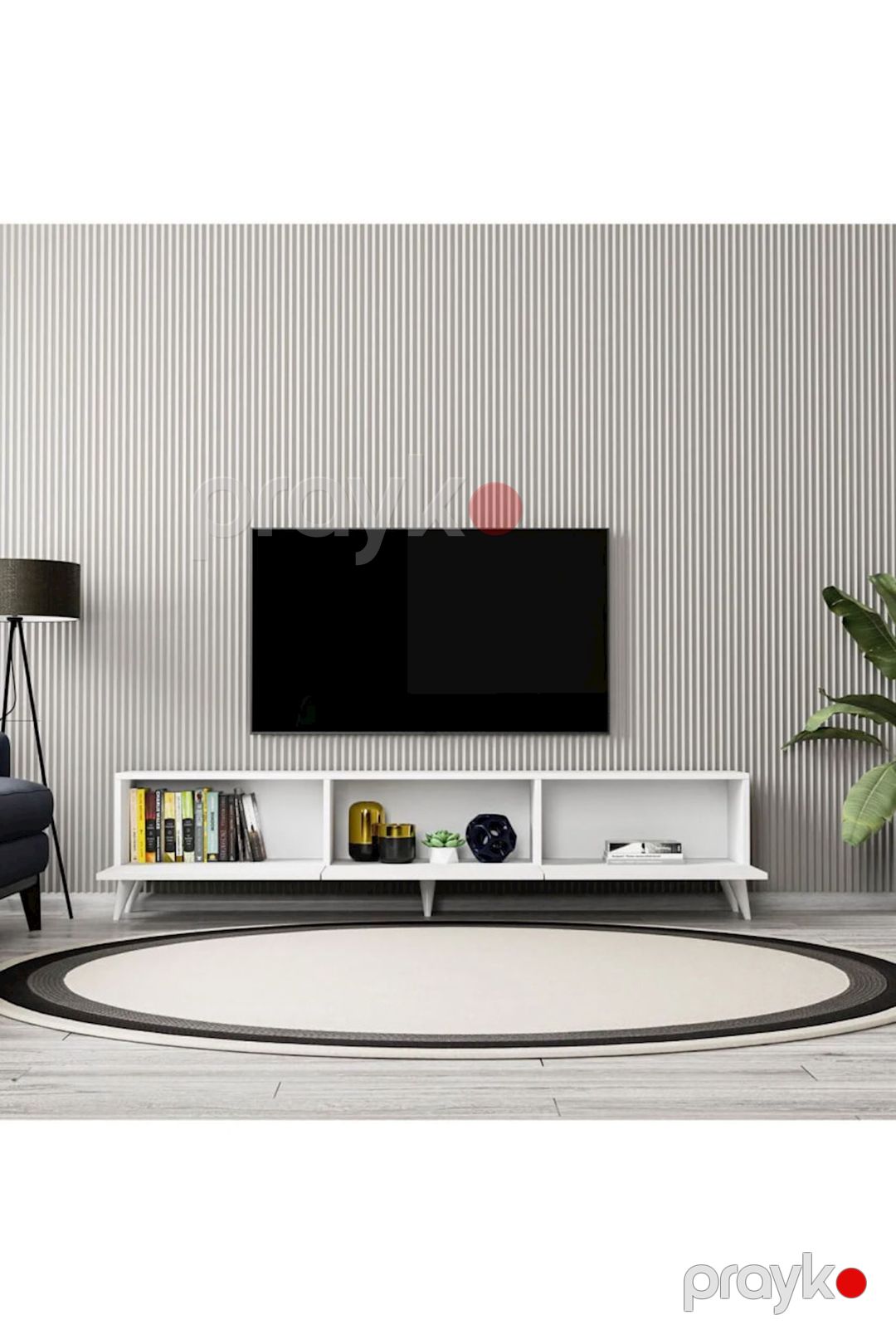 TV üçün tumba Elisa ev_12115499, Ldsp, ağ, 180x45x30 sm — Mallar, Bakı (2)