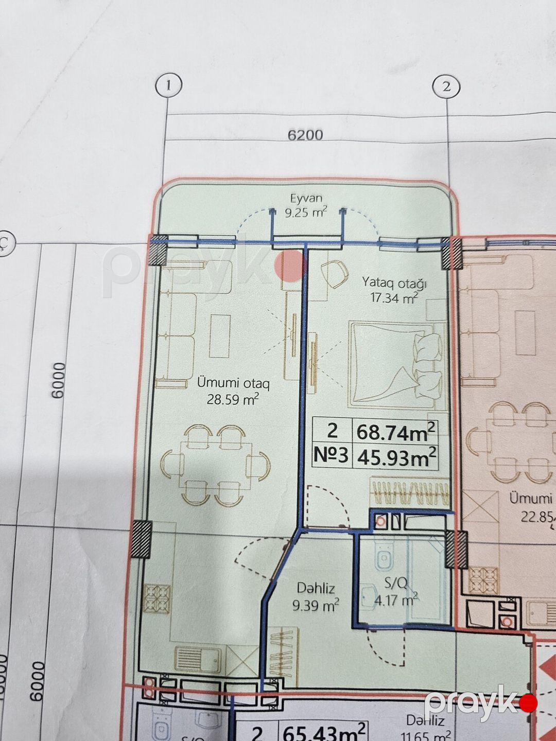 Satılır 2 otaqlı yeni tikili 68 m² — Mənzil, Bakı (3)
