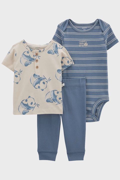 Oğlanlar üçün şalvarlı dəst Baby Carter's LowP202859, pambıq 100%, mavi, ölçü 12 ay — Bakı