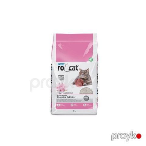 Topalaşan doldurucu Ro Cat Clumping Cat Litter pişiklər üçün, uşaq pudrası ətiri ilə, 5 l — Bakı