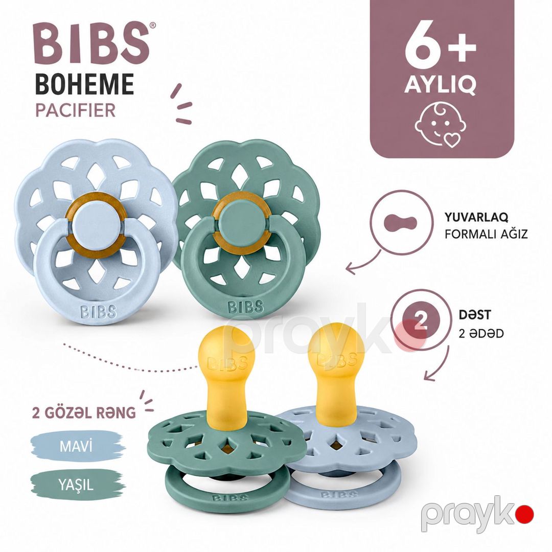 Əmzik dəsti Bıbs Boheme 6+ ay, lateks, 2 əd — Mallar, Bakı (3)