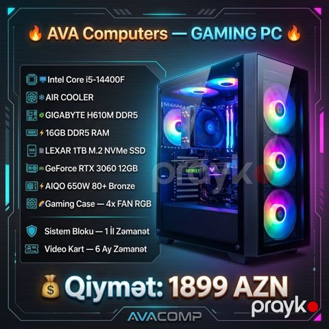 Gamıng i5-14400F + RTX 3060 12GB + ddr 16GB — Bakı