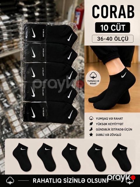 Corab dəsti qadınlar üçün 11062788, qara, pambıq, ölçü 36-40, 10 cüt — Bakı