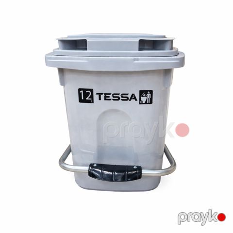 Zibil qutusu Tessa 12L, ayaq pedallı, qapaqlı, plastik, boz — Bakı