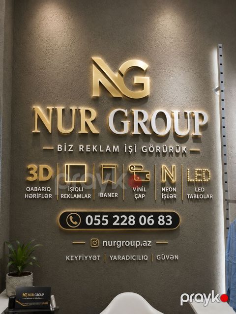 NUR Group – Biz reklam işi görürük Xidmətlər: - 3D qabarıq hərflər və — Digah