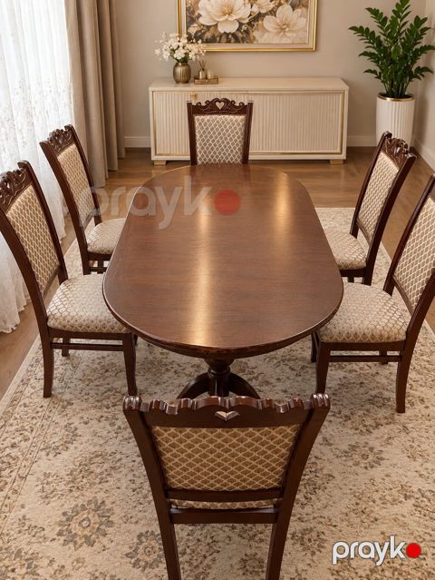 Qonaq otağı üçün, İşlənmiş, Oval masa, 6 stul — Bakı