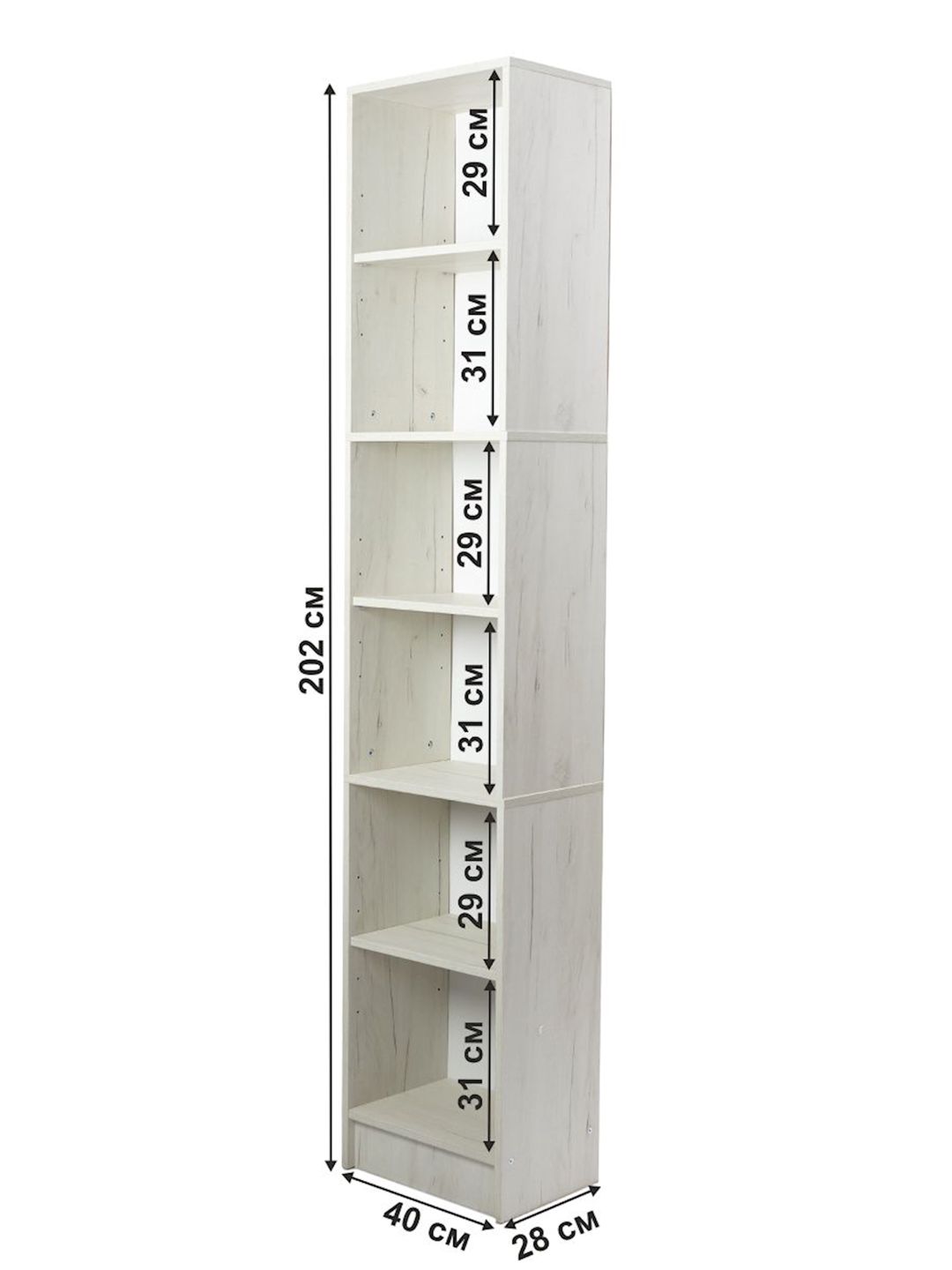 Stellaj Letta Dub White, 202х28х40 sm, Ldsp, ağ — Mallar, Bakı (2)