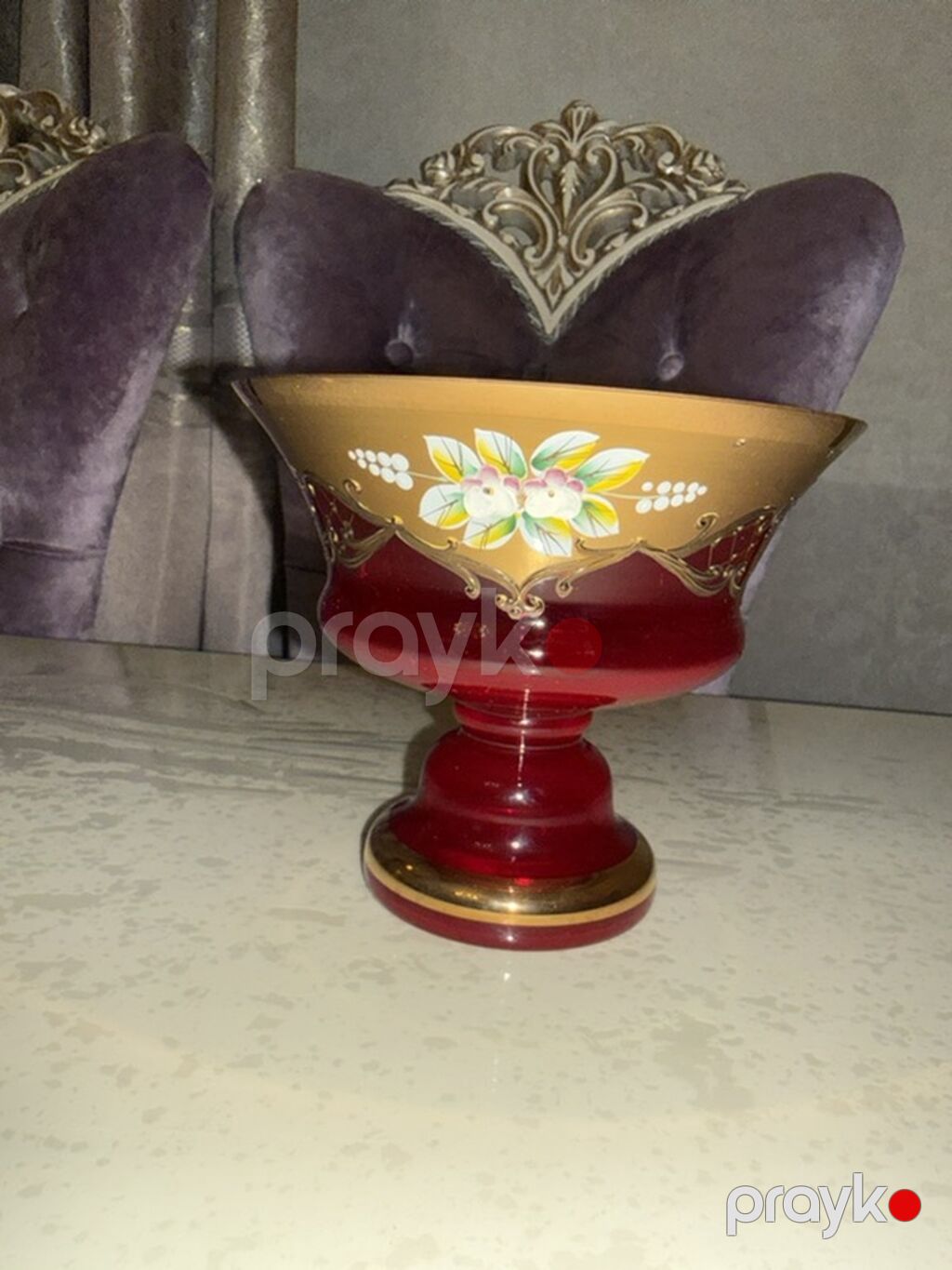 Çex istehsalı əl işi bədii şirli şüşə şirniyyat qabları (2 ədəd dəst) — Süfrə qabı, Bakı (2)