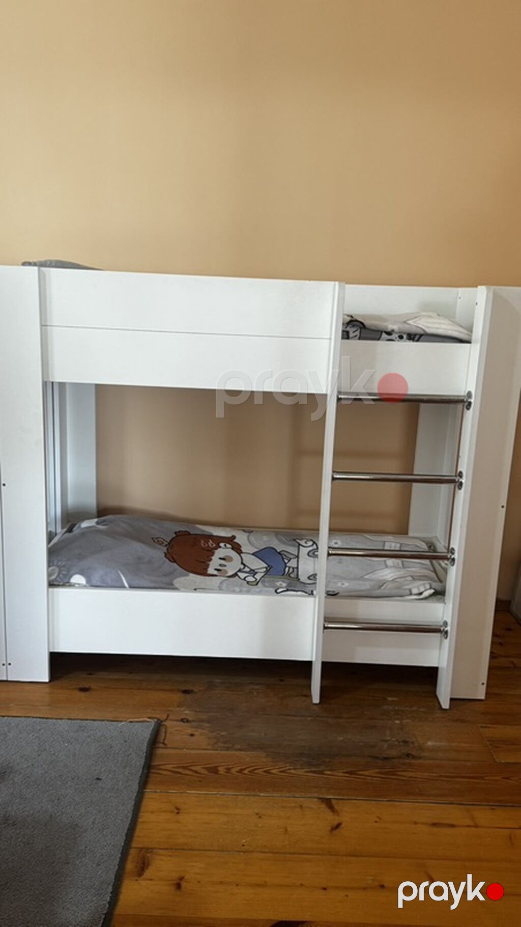 Ağ rəngli iki mərtəbəli uşaq çarpayısı (bunk bed) - Material: ağ — Yataqlar, Bakı (2)