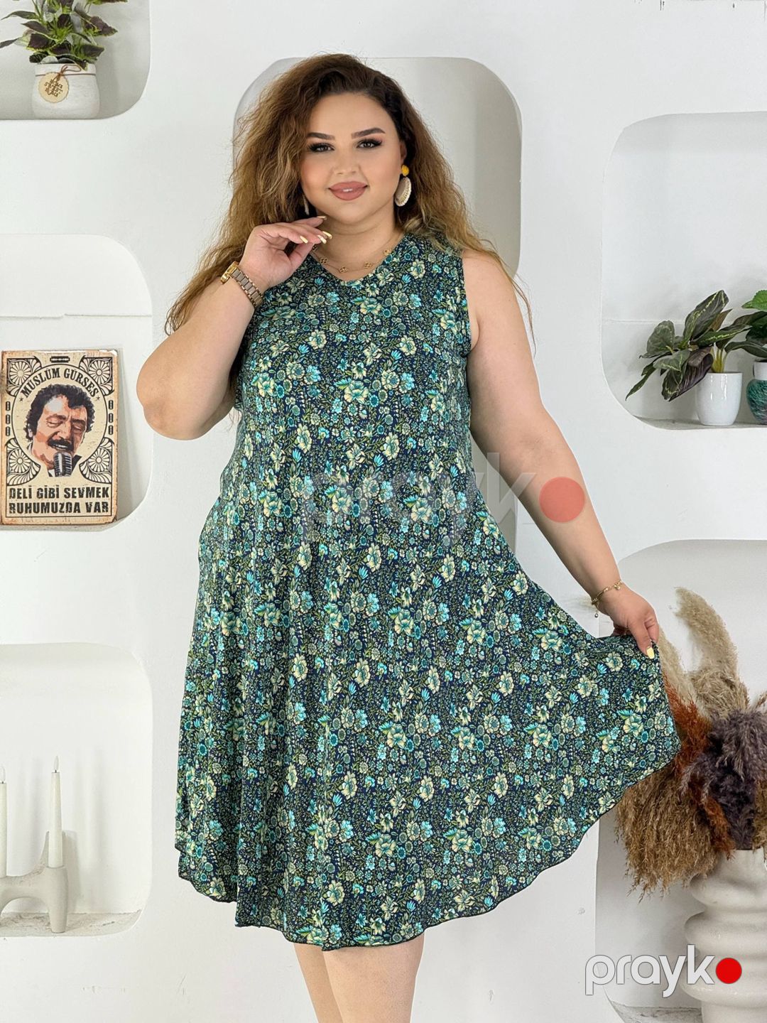 Gündəlik don 8093, Yaşıl, Ştapel, Ölçü One size — Gündəlik paltarlar, Bakı (3)