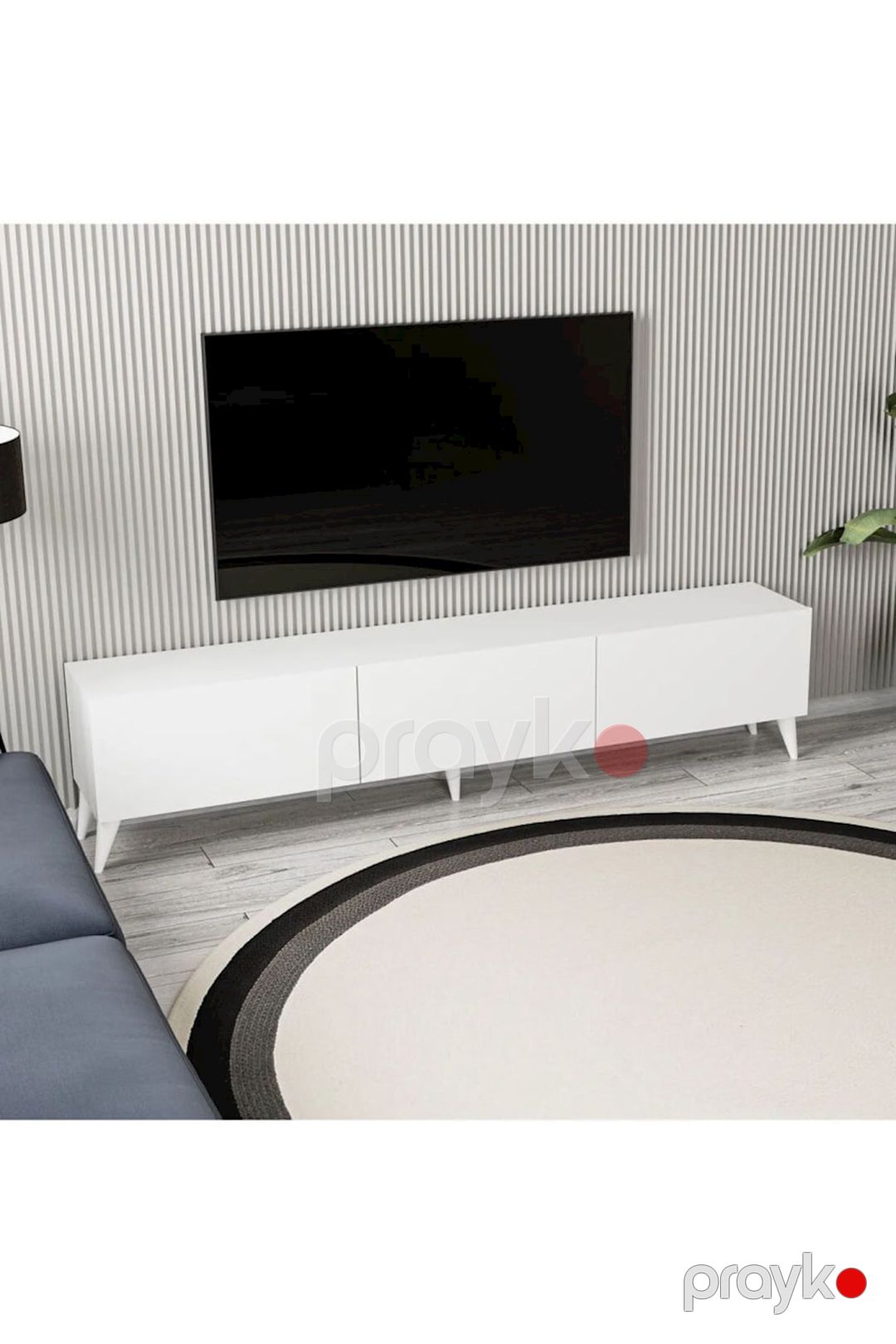 TV üçün tumba Elisa ev_12115499, Ldsp, ağ, 180x45x30 sm — Mallar, Bakı (3)