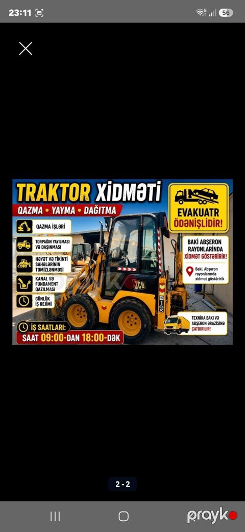 Traktor Xidməti Kiçik və iri traktorlar Təkərli və metal rezin — Bakı