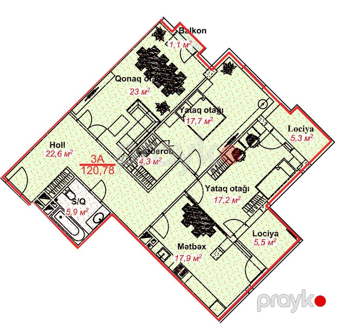 Satılır 3 otaqlı yeni tikili 120.8 m² — Mənzil, Lənkəran (7)